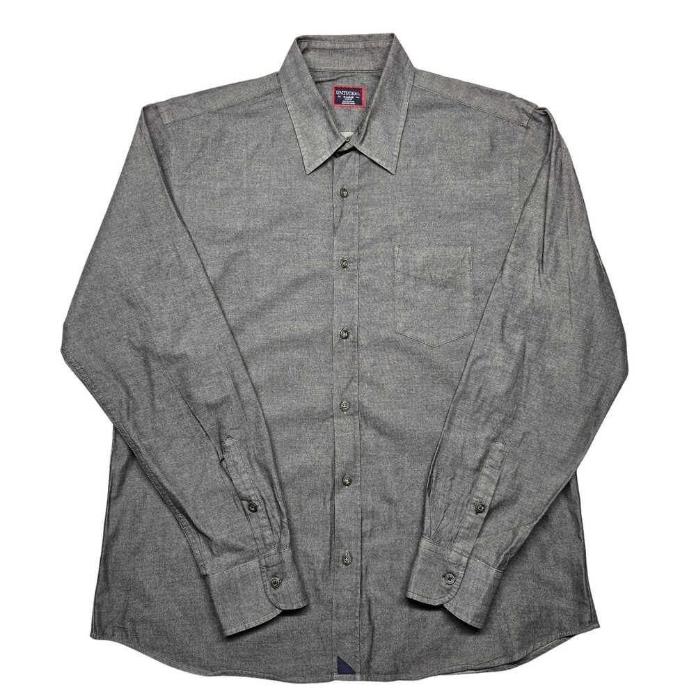 UNTUCKit Shirt Mens XL Gray‎ Slim Fit Long Sleeve Button Up Casual Pocket Cotton